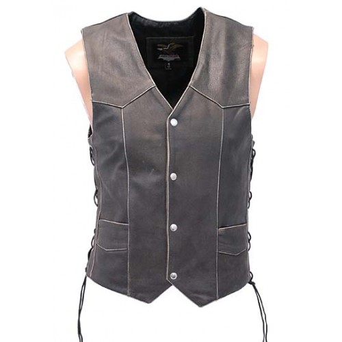 2015 New fashion Long Leather Vest - Denim Style for mens 